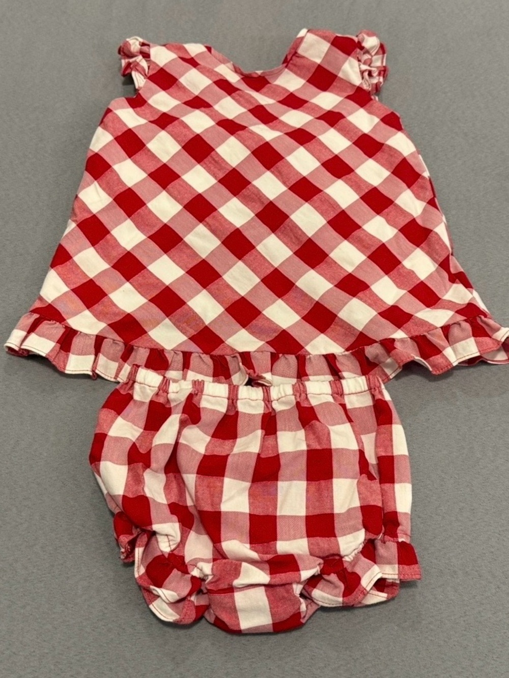 Sophie and Lucas red plaid bloomer set